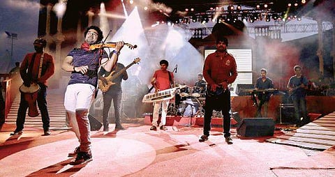 Abhijith and team on stage