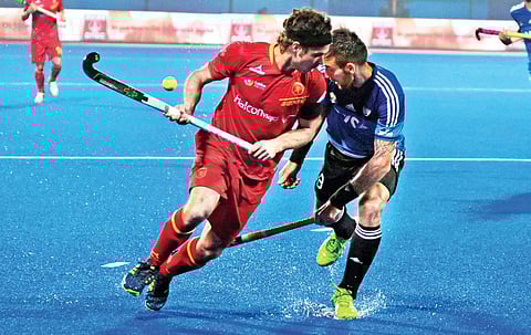 Action from the match between Spain and Argentina| Shamim Qureshy