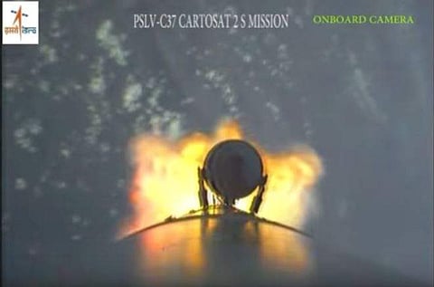 PSLV-C37 rocket with 104 satellites. | ISRO video