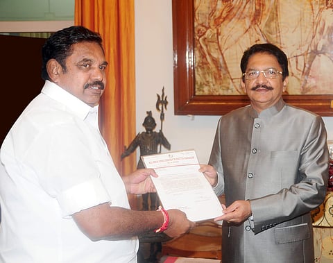 Edappadi Palanisamy nominated by Sasikala meets Governor and stakes his claim to form the Government. | Express File Photo
