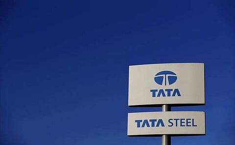 A Tata Steel sign is seen outside the Tata steelworks near Rotherham, Britain, March 30, 2016. (File Photo | Reuters)