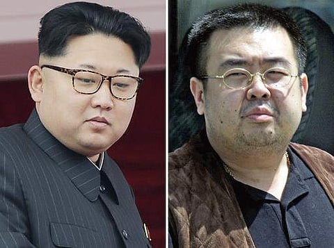 FILE - This combination of file photos shows North Korean leader Kim Jong Un, left, on May 10, 2016, in Pyongyang, North Korea, and Kim Jong Nam, right, exiled half brother of Kim Jong Un, in Narita, Japan, on May 4, 2001. | AP