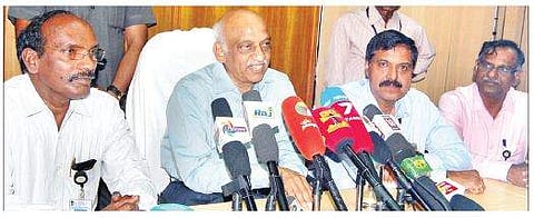 ISRO chairman AS Kiran Kumar addressing mediapersons in Mahendragiri | Express Photo Service