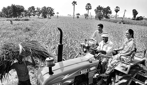 farmer Pamarathi Satyanarayana, as his wife Sivanaga Rani( P Ravindra Babu | EPS)