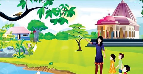 A still from the video of the Sanskrit rhymes, created by Pradnyal