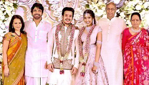 Akhil and Shriya had been seeing each other for almost two years before the December engagement.  (Photo:  Nagarjuna Akkineni Twitter)