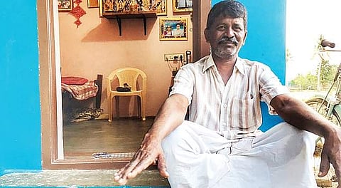 Elangovan, Ilavarasan’s father, sitting dejected on the verandah of his house after the Madras High Court accepted CB-CID findings that his son committed suicide | Express
