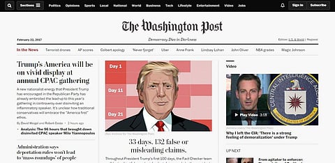 The Washington Post's page reflecting its changed masthead.