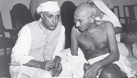 Jawaharlal Nehru with Mahatma Gandhi