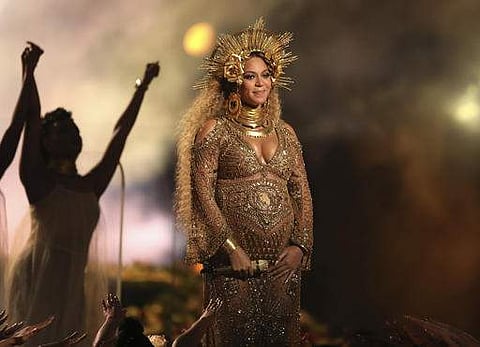 Beyonce performs at the 59th annual Grammy Awards. (Photo | AP)