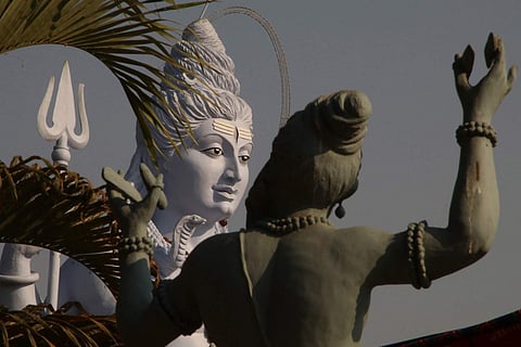 Harakere Rameshwara Temple in Shivamogga gets ready to celebrate Maha Shivaratri. (Shimoga Nandan | EPS)