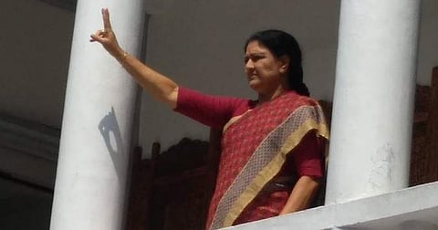 AIADMK general secretary VK Sasikala at the party headquarters . (EPS)
