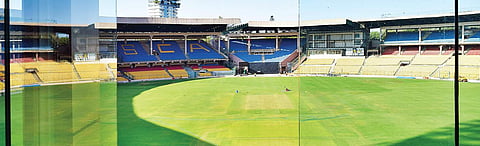 The second Test between India and Australia at the venue will be the M Chinnaswamy Stadium’s Test debut after receiving an outfield upgrade and the installation of a new drainage system | (Jithendra M | EPS)