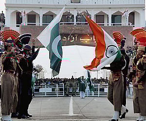 Border Security Force and Pakistan Rangers performing beating the retreat at Wagah border.  Image for Representational Purpose | PTI Photo