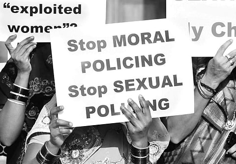 Karnataka State Sex Workers Union members protest demanding Jayamala Committe report to be made public in Bengaluru on Saturday |Vinod Kumar T