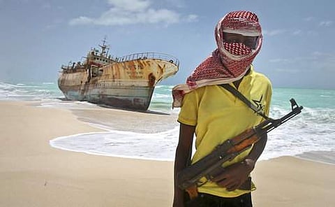 Ship hijacked and then freed by Somali pirates, at safe port