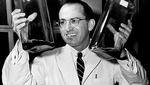 1953 - American researcher Dr Jonas Salk announces the success of a vaccine against poliomyelitis, the virus that causes Polio, also refusing to patent his work. (Photo | AP)