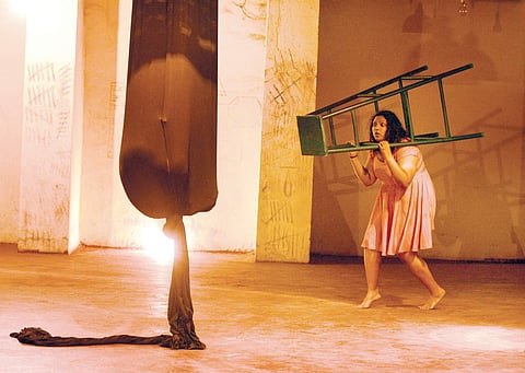 Living Smile Vidya rehearsing a play at Trinity Metro station basement
