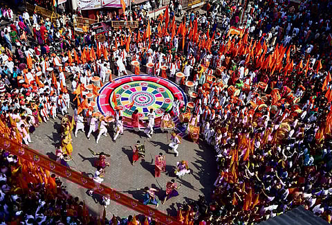 According to the area residents, a group of people from various organisations hoisted 'Gudi', the festival symbol at around 8 AM and offered prayers. | PTI