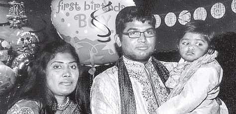 Narra Sasikala and son Anish Sai with husband.