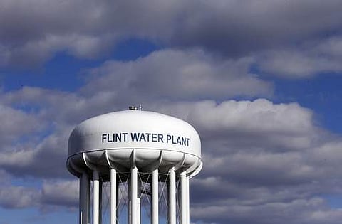 The Flint Water Plant water tower is seen in Flint, Michigan. (File Photo | AP)