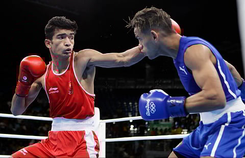 India's Shiva Thapa (left) in action. (File | AP)