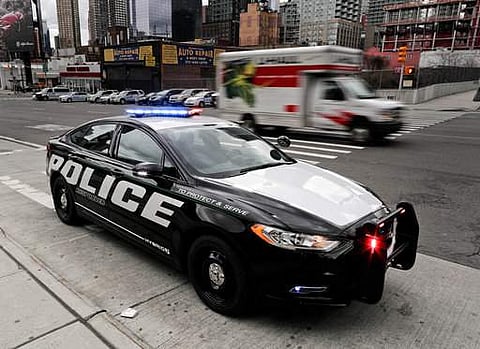 A prototype of the Ford Fusion police hybrid car sits along 11th Avenue in New York. (File Photo | AP)
