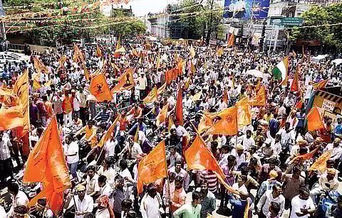 Bajrangdal and Vishwa Hindu Parishad taking out a procession