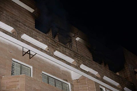 A major fire broke out in the IIT Madras campus on Wednesday night that called for about five fire tenders to douse the flames. (Sunish Surendran | EPS)
