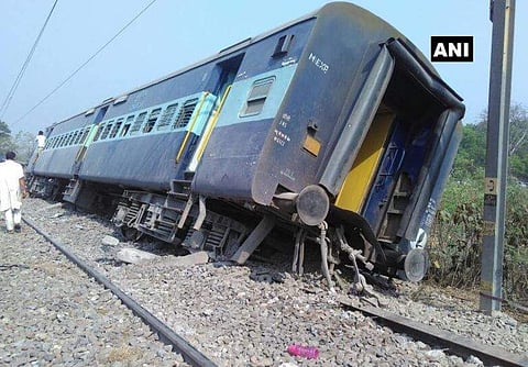 Eight coaches of Meerut-Lucknow Rajya Rani Express derail near Rampur. | Picture Courtesy: ANI