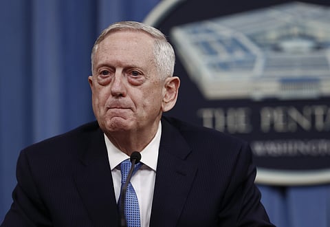 In this April 11, 2017 file photo, Defense Secretary Jim Mattis pauses during a news conference at the Pentagon. | AP
