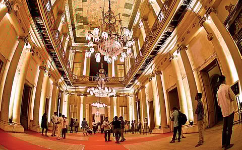 A view of the historical British Residency Darbar Hall at Koti Womens college during World Heritage Day in Hyderabad on Tuesday | Vinay Madapu