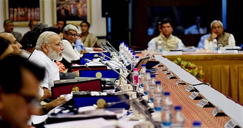 New Delhi Prime Minister Narendra Modi chairing the 3rd Governing Council Meet of the NITI Aayog in New Delhi on Sunday. (PTI)