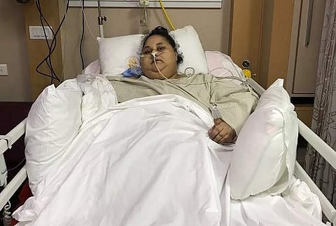 This handout photograph released by The Saifee Hospital on March 9, 2017, shows Egyptian patient Eman Ahmed Abd El Aty as she lies in a hospital bed at The Saifee Hospital in Mumbai on March 8, 2017. (File | AFP)