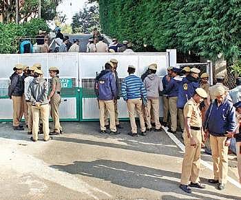Security personnel near the Kodanad Estate on Monday | ANWAR BASHA
