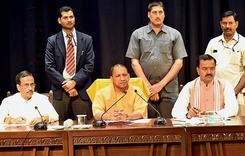 Yogi Adityanath  at a meeting.  (File | PTI)