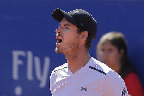 Andy Murray of Britain reacts during his match against Albert Ramos-Vinolas of Spain in a quarterfinal match at the Barcelona Open Tennis Tournament in Barcelona, Spain, Friday, April 28, 2017. | AP