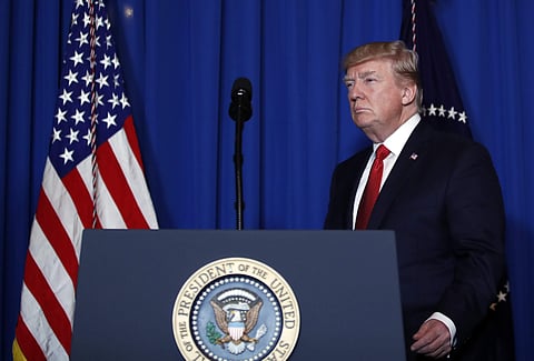 In this April 6, 2017 file photo, President Donald Trump arrives to speak at Mar-a-Lago in Palm Beach, Fla.  | AP