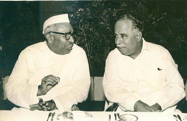Former Union Minister Jagjivanram with former Chief Minister of Tamil Nadu Annadurai C N  (Express photo)