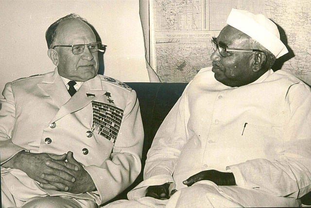 S G Gorshkov, Commander-in-Chief of the Soviet Navy and the Soviet Deputy Minister of Defence is seen along with the Defence Minister Jagjivan Ram (Photo| PTI)