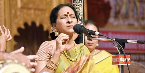 Classical vocalist Bombay Jayshree set the ball rolling with a soulful rendition at Sree Ramanavami National Music Festival on Wednesday | NAGARAJA GADEKAL