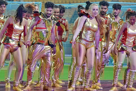 Cheerleaders rehearse for the first IPL match of the season to be held at Chinnaswamy Stadium in Bengaluru on Saturday. Hosts RCB will take on Delhi Daredevils in their second match of this edition | JITHENDRA M