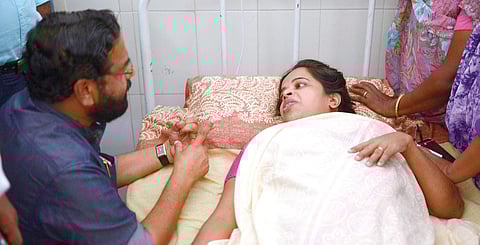 Devaswom Minister Kadakampally Surendran calls on Jishnu’s mother Mahija at Thiruvananthapuram Medical College on Friday | Manu R Mavelil