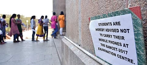 Students entering the examination centre at Osmania University for writing for the Eamcet-2017 in Hyderabad on Friday | R Satish Babu