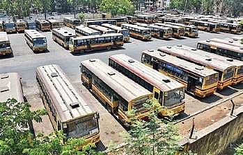 Busses parked at the Anna Nagar West Depo in Chennai on Monday | P JAWAHAR