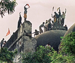 File photo shows the Babri Mosque being destroyed in Ayodhya