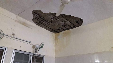 Sources said that a small portion of the ceiling plaster in the post-natal ward came down on the wash basin and surrounding beds causing injuries. | Express Photo Service