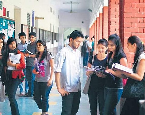 Students at a Delhi University college