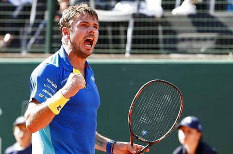 Stanislas 'Stan' Wawrinka of Switzerland celebrates a point against Mischa Zverev of Germany during the final match at the Geneva Open tennis tournament.  | AP