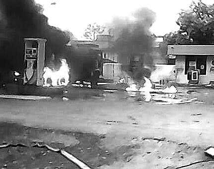 Fuel tanker goes up in flames